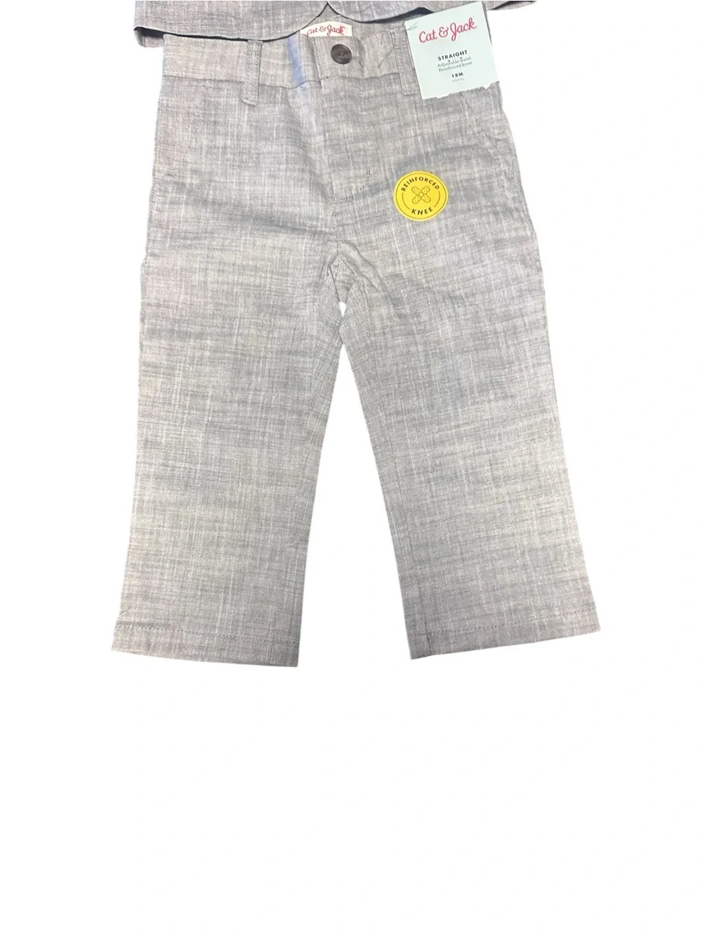 Cat & Jack Toddler Boys 2-Piece Suit Set Gray Textured Blazer Pants 18M NWT
